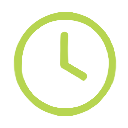 Simple stylized green clock showing 3:00