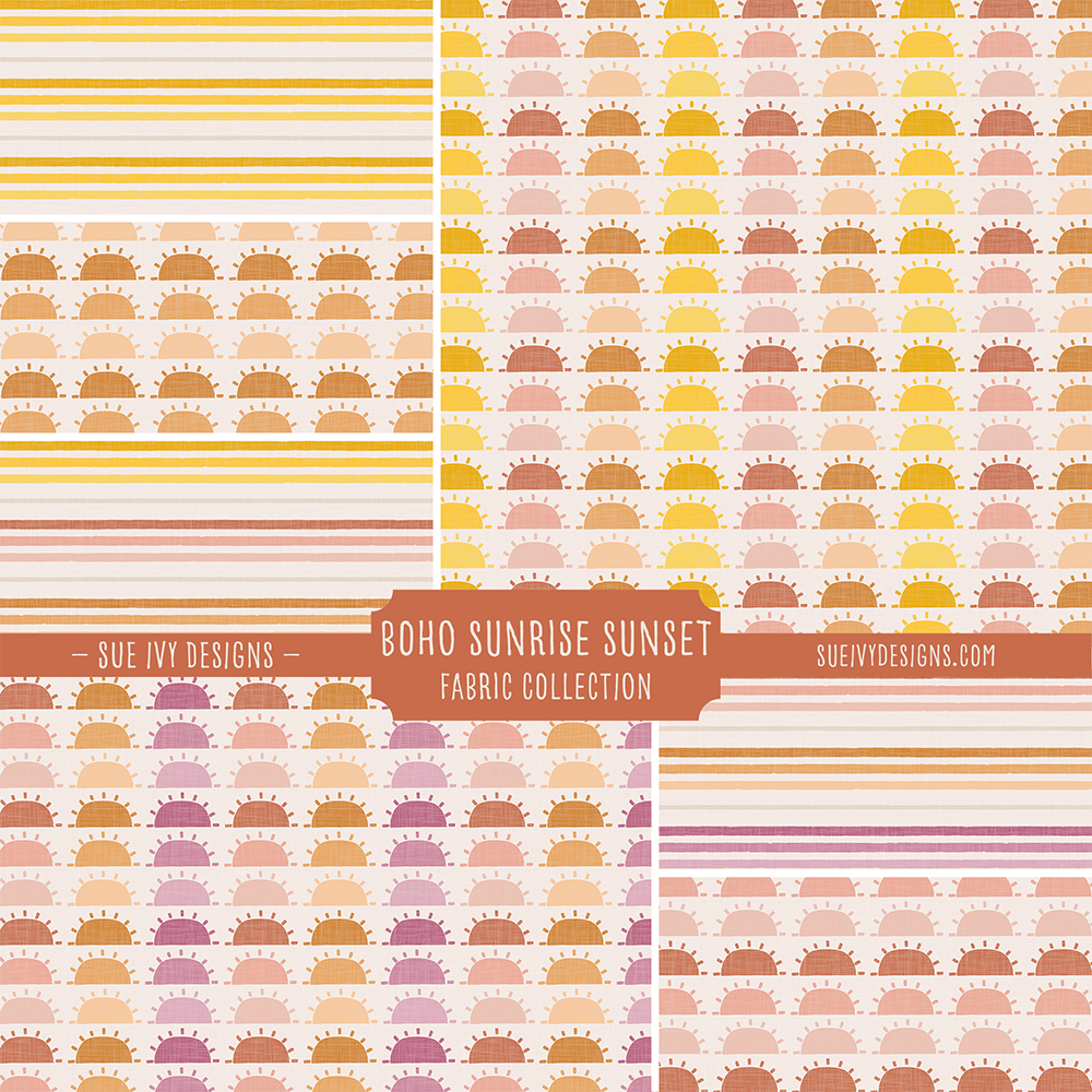 Boho Sunrise Sunset Faded Summer Fabric Collection
