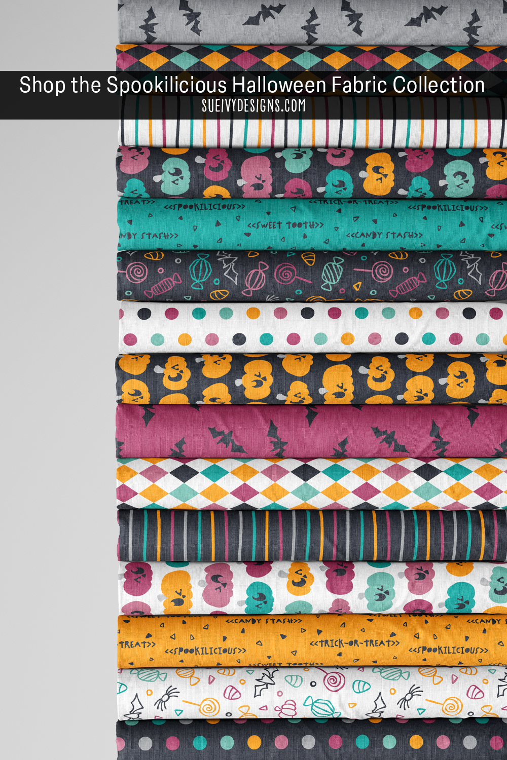 Spookilicious Halloween Fabric Collection — Doodled Candy &amp; Jack-o'-Lanterns