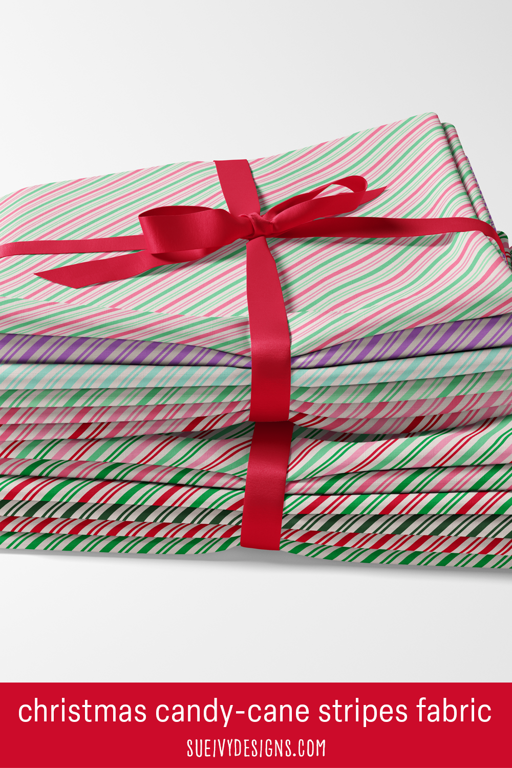 Diagonal candy-cane stripes in twelve colorways, pastel through classic — for Christmas sewing.