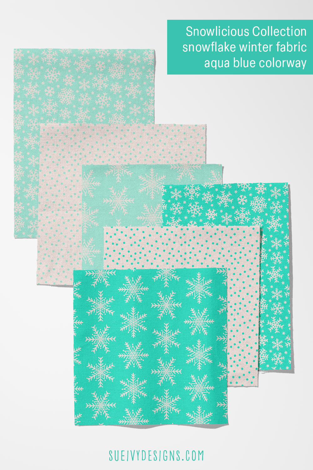 The aqua-mint cut of the collection — every print in one cool colorway, for an all-aqua winter make.