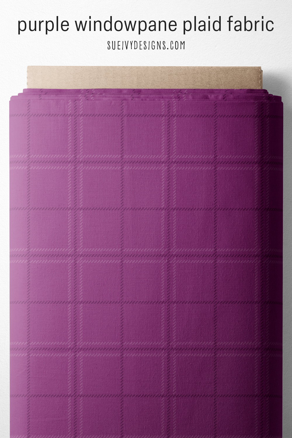 Plum purple windowpane plaid — tonal grid with a twill-effect weave, for apparel