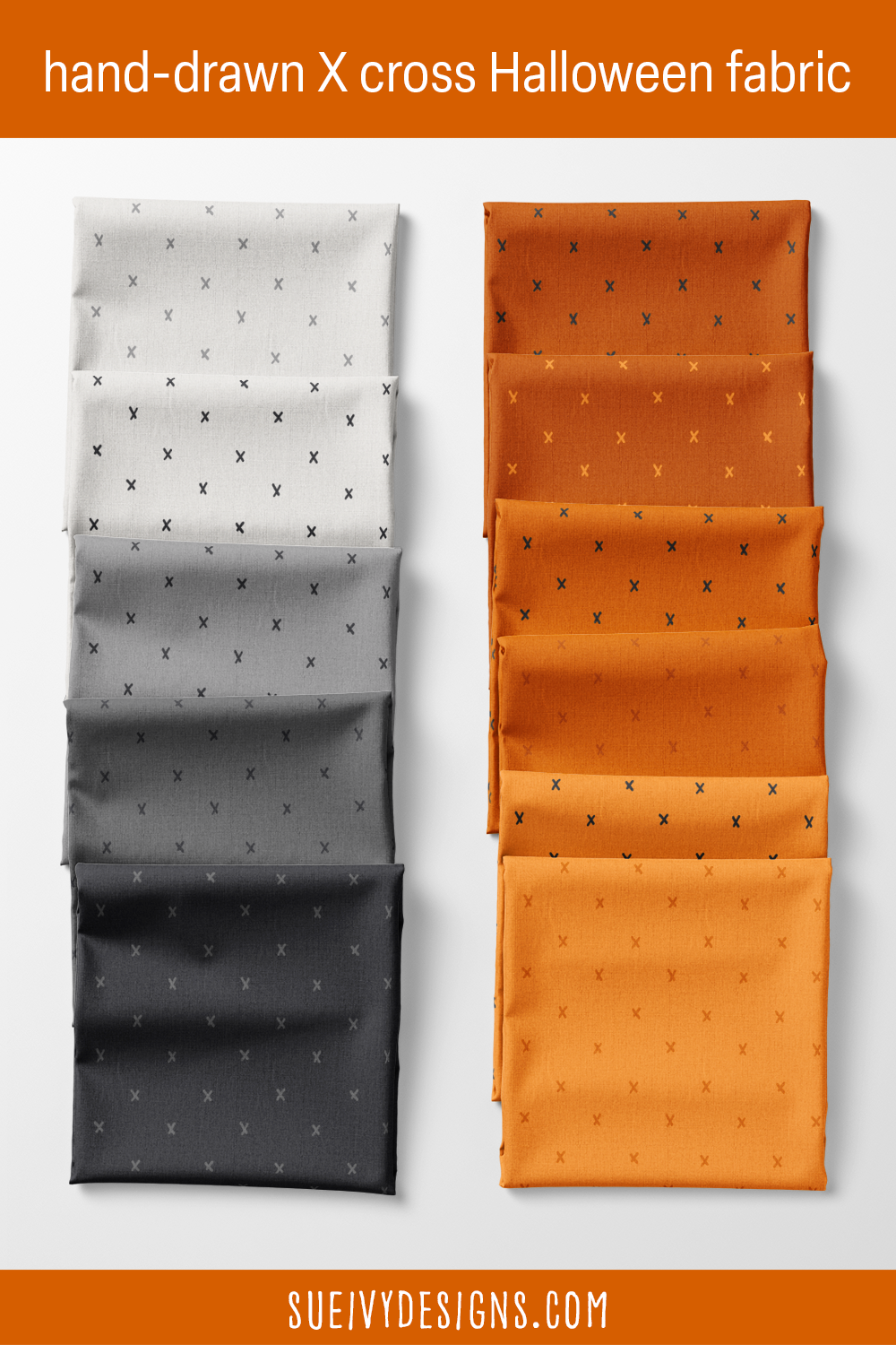 Hand-drawn X cross Halloween blender fabric from the Spooktacular collection by Sue Ivy Designs