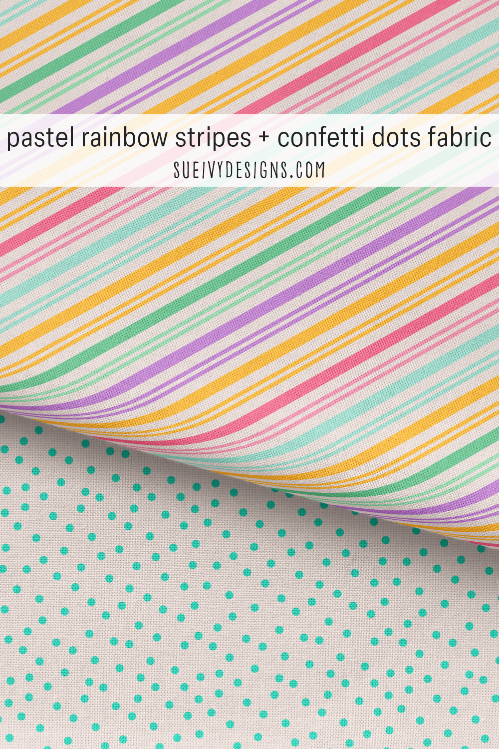 Pastel candy-cane stripes layered over aqua polka dots, blenders for any stash gap