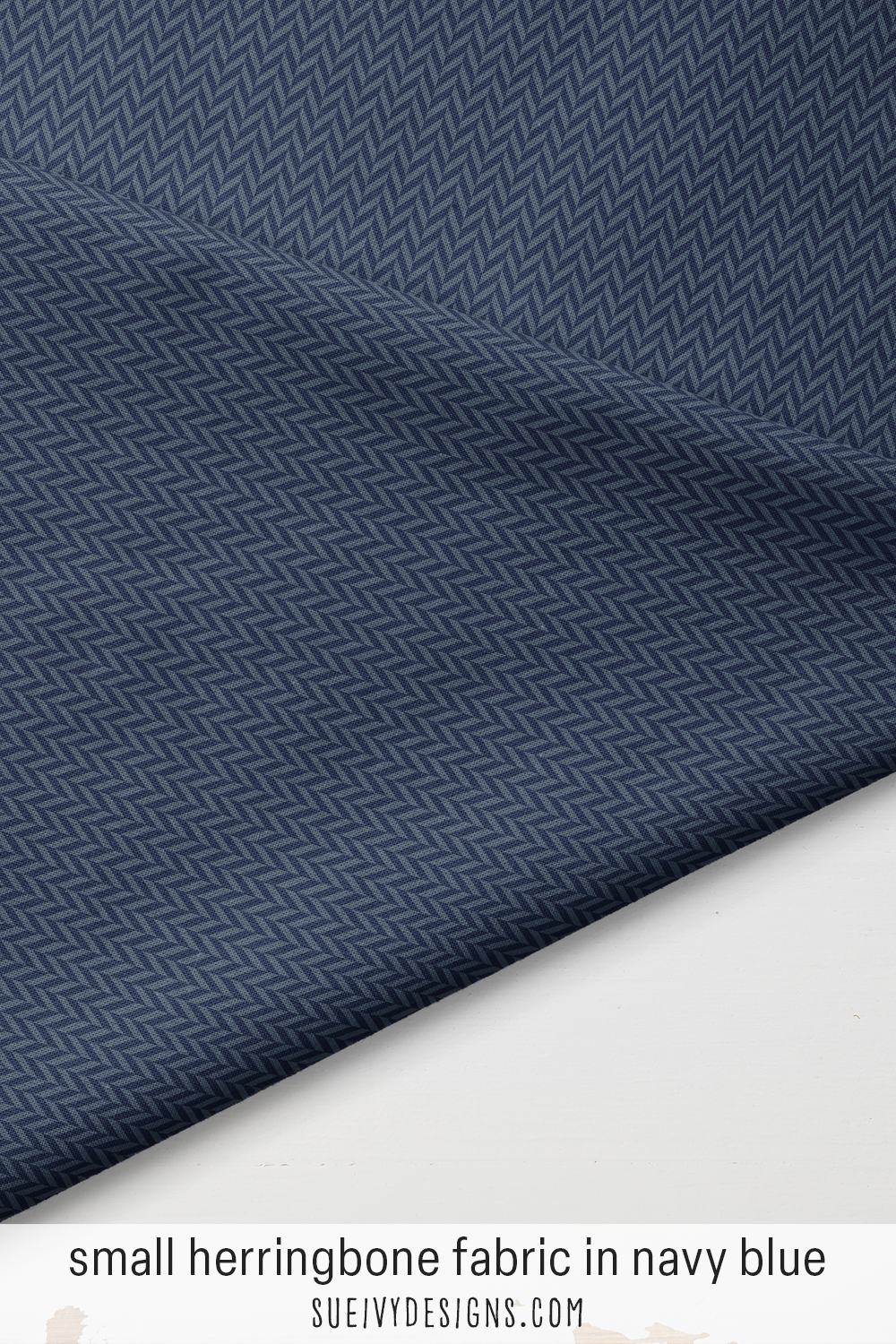 Navy blue herringbone — small directional vector weave — menswear fabric