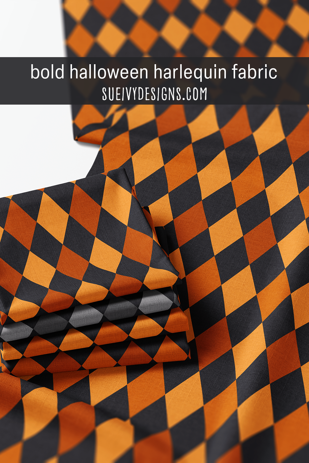 Harlequin diamond Halloween fabric from the Spooktacular collection by Sue Ivy Designs