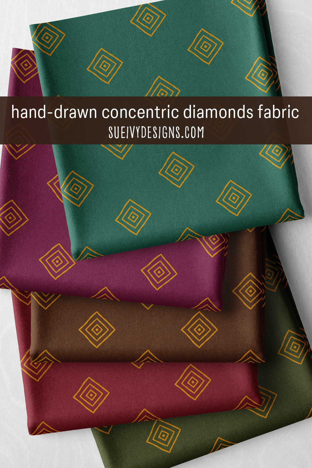 Concentric diamonds fabric in the Gilded Autumn fall fabric collection colorways by Sue Ivy Designs.