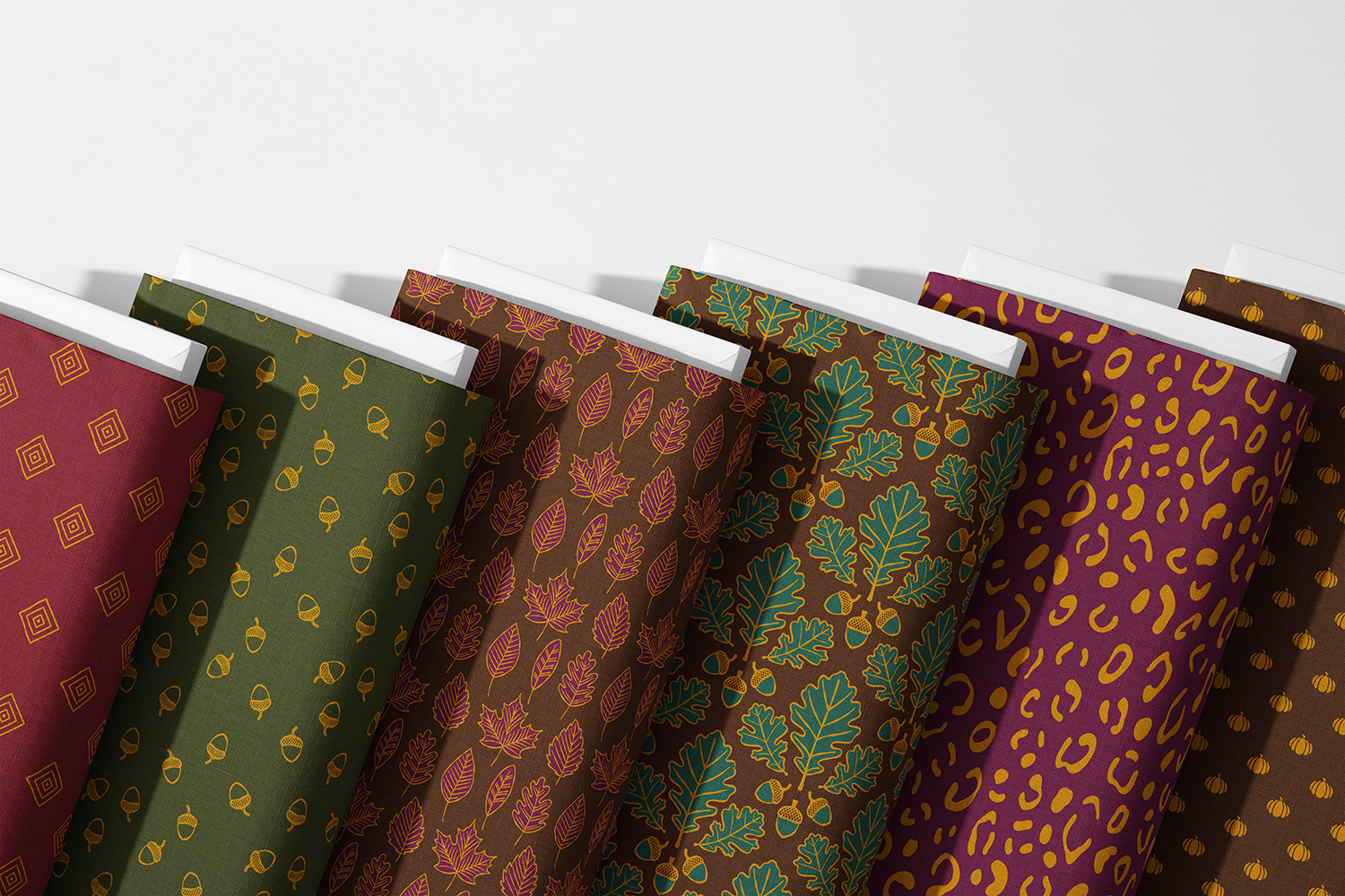 moody fall fabric sampler from the Gilded Autumn collection by Sue Ivy Designs