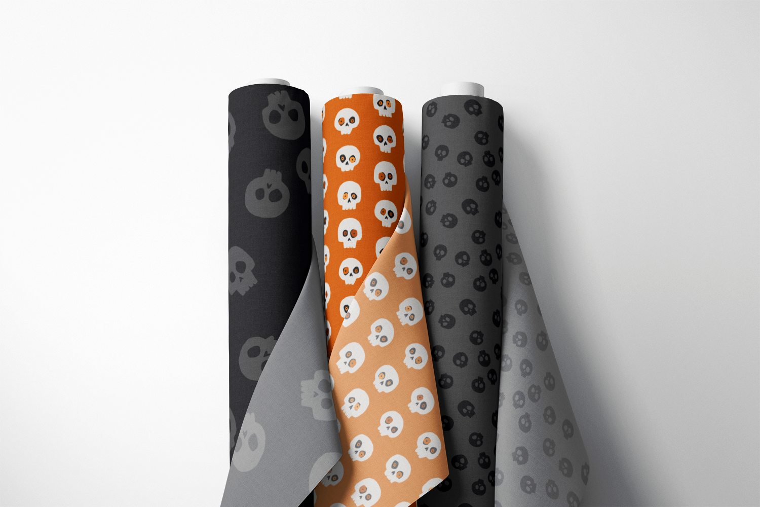 Spooktacular Halloween skull fabric prints by Sue Ivy Designs