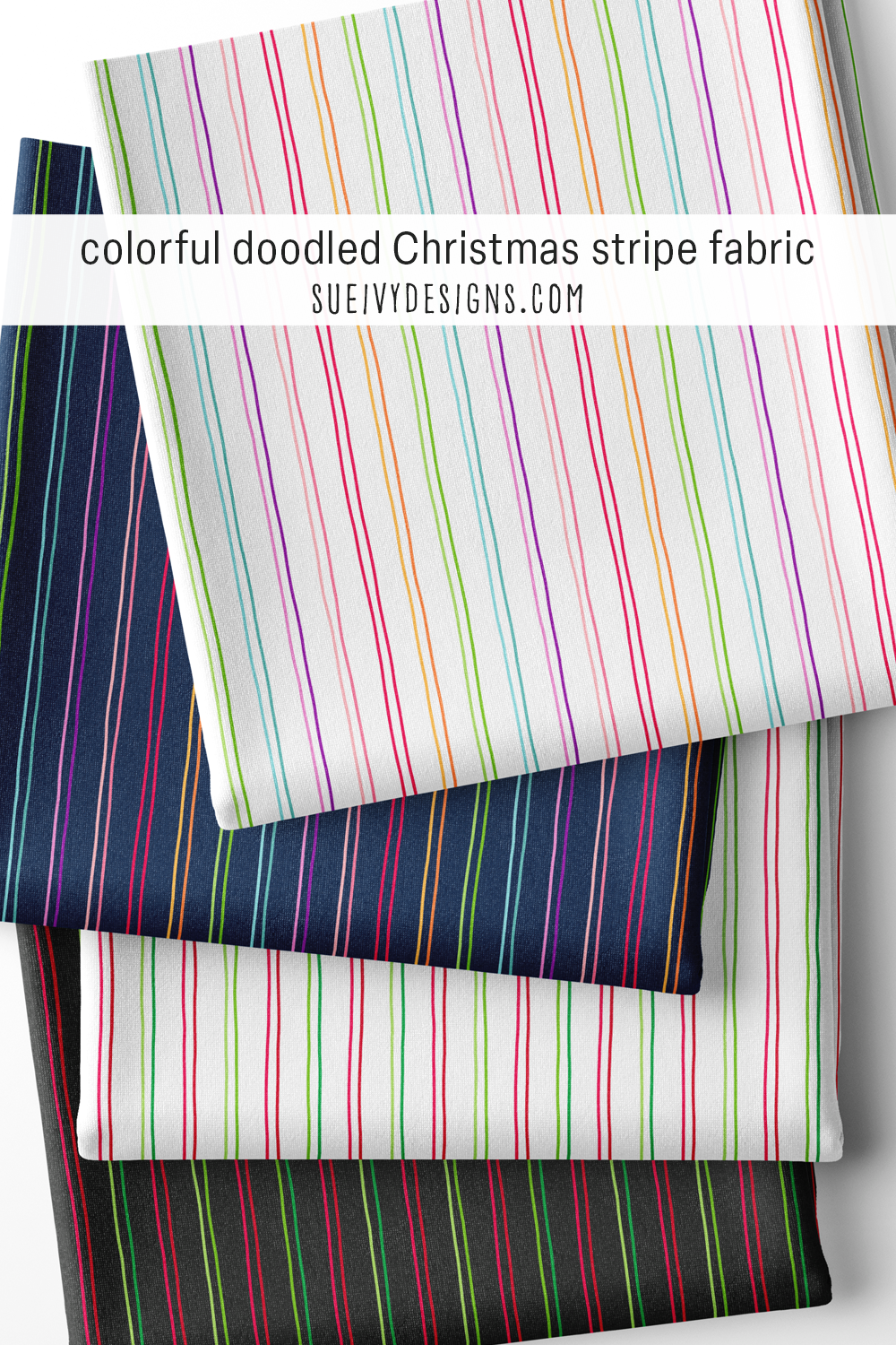 Simple hand-drawn stripes for mixing in — four colorways across light and dark grounds, for holiday patchwork.