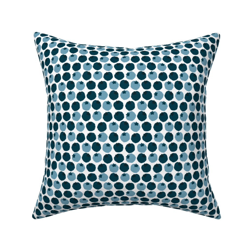 Throw pillow with painterly dark and light blue blueberries by Sue Ivy Designs