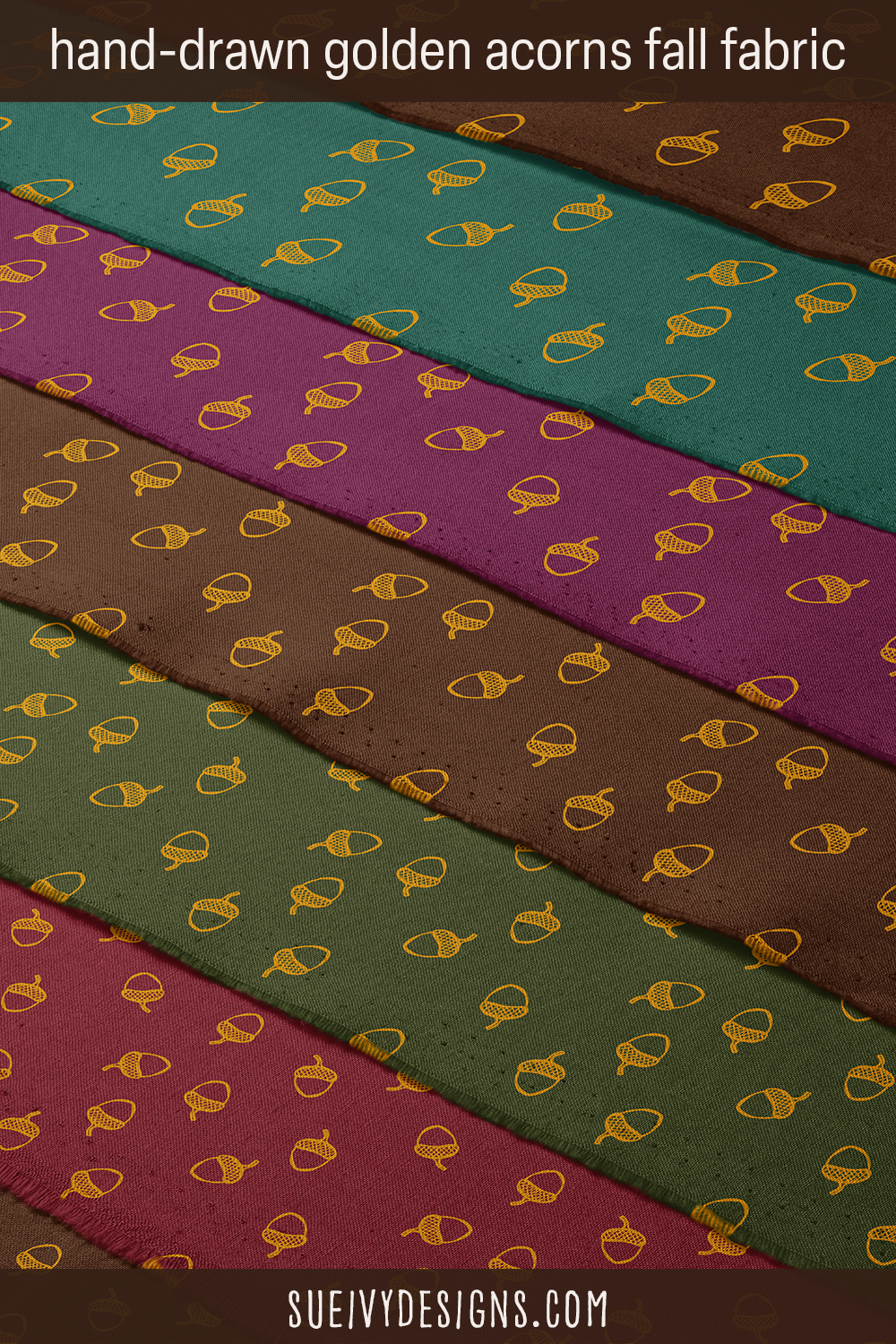 Tossed acorns fabric in the Gilded Autumn fall fabric collection colorways by Sue Ivy Designs.