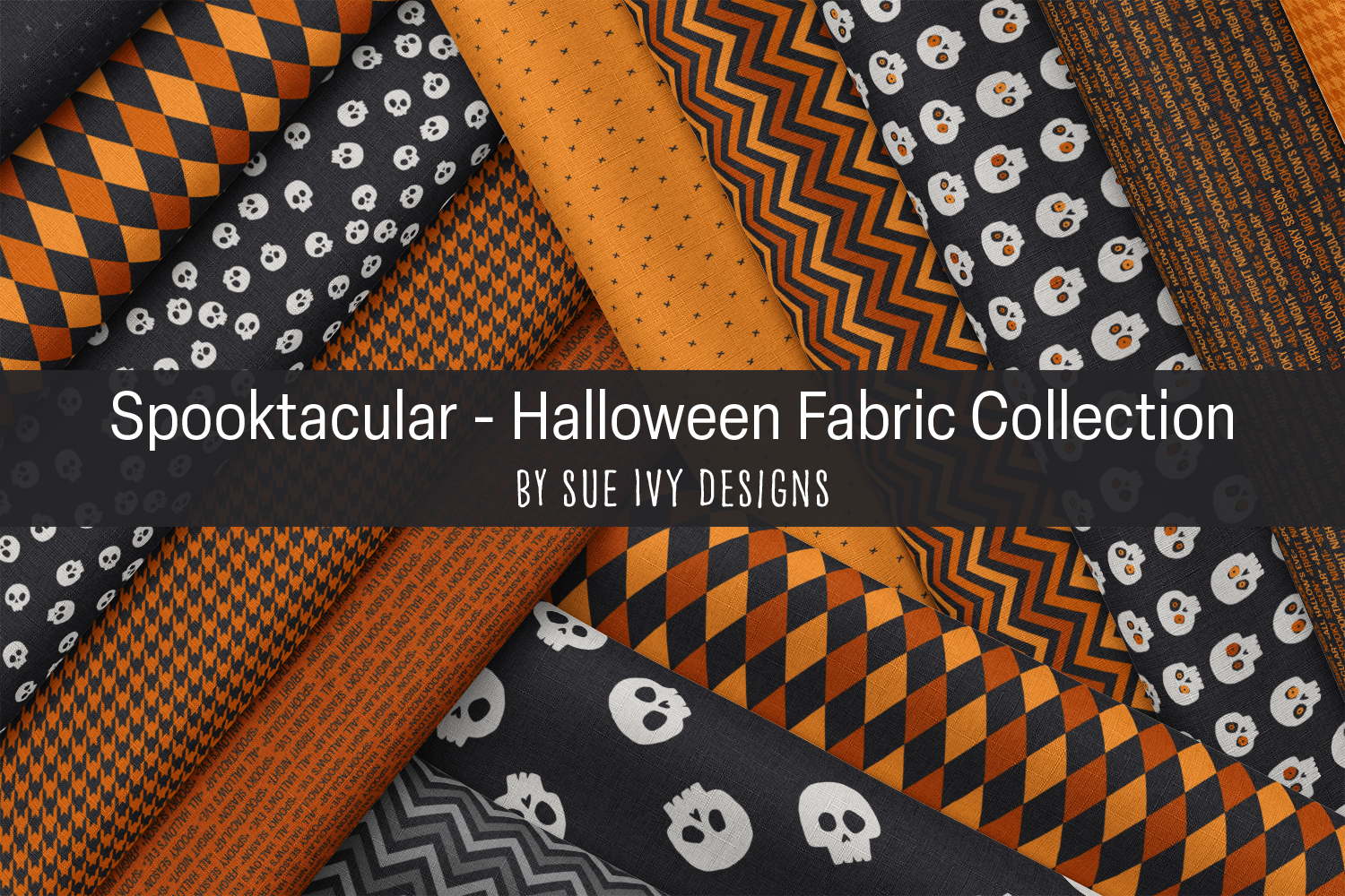 A Bold Black-and-Orange Halloween Skull Fabric Collection