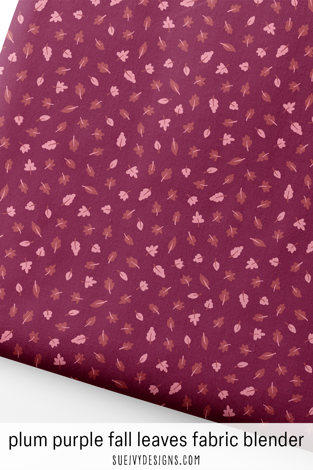 Tossed oak and maple leaves in tonal plum, a soft blender for stash-matching fall projects.