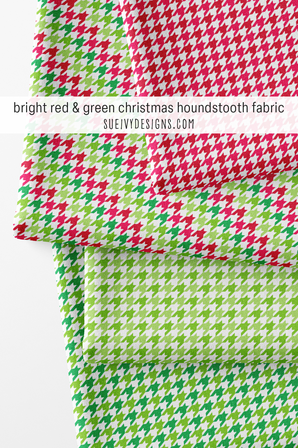 Colorful houndstooth in four red and green shades — red, the multicolor, light green, and green, a small holiday blender.