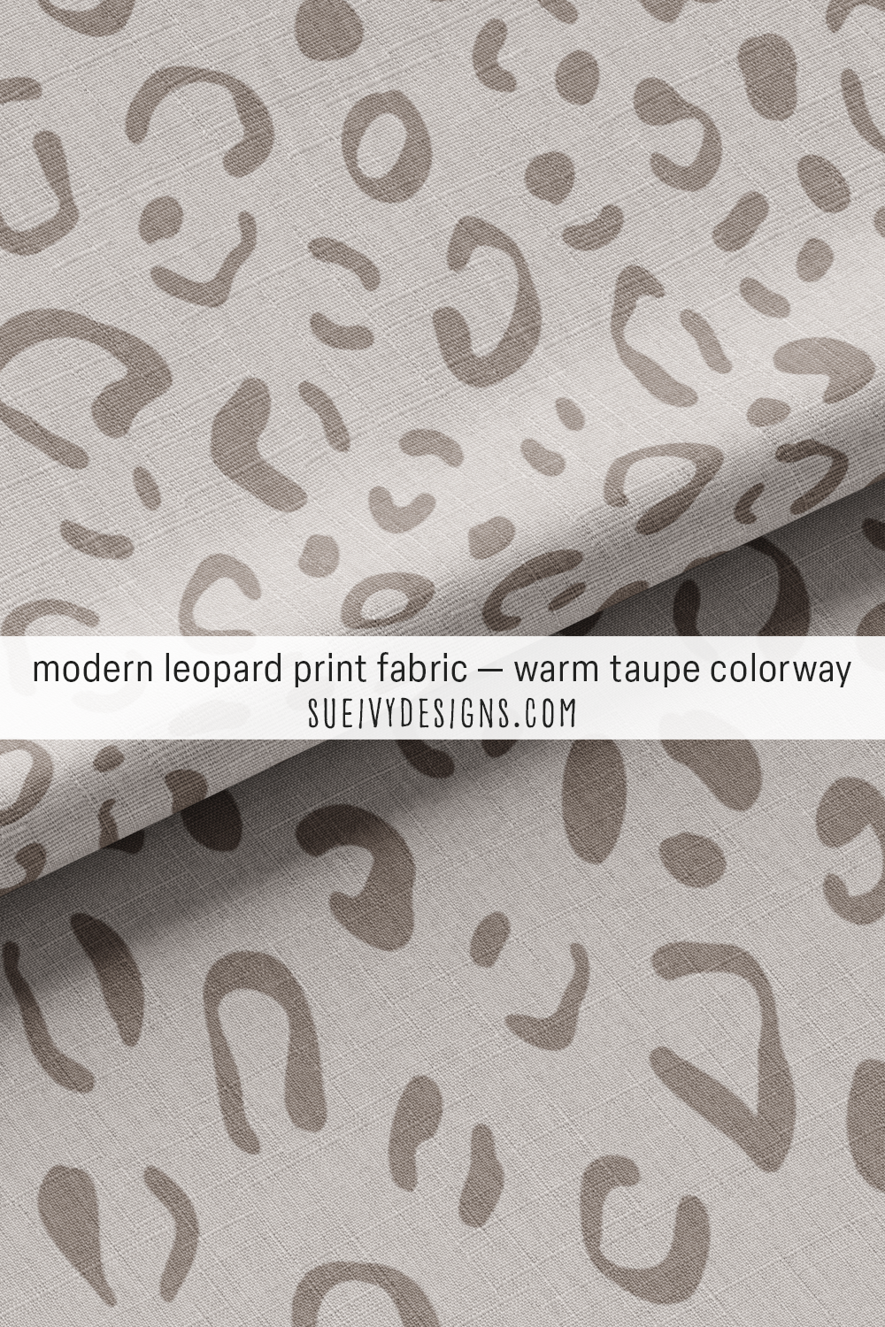 Extra-large abstract leopard spots fabric in taupe — soft, tonal spotted animal print in a warm neutral, for home decor.