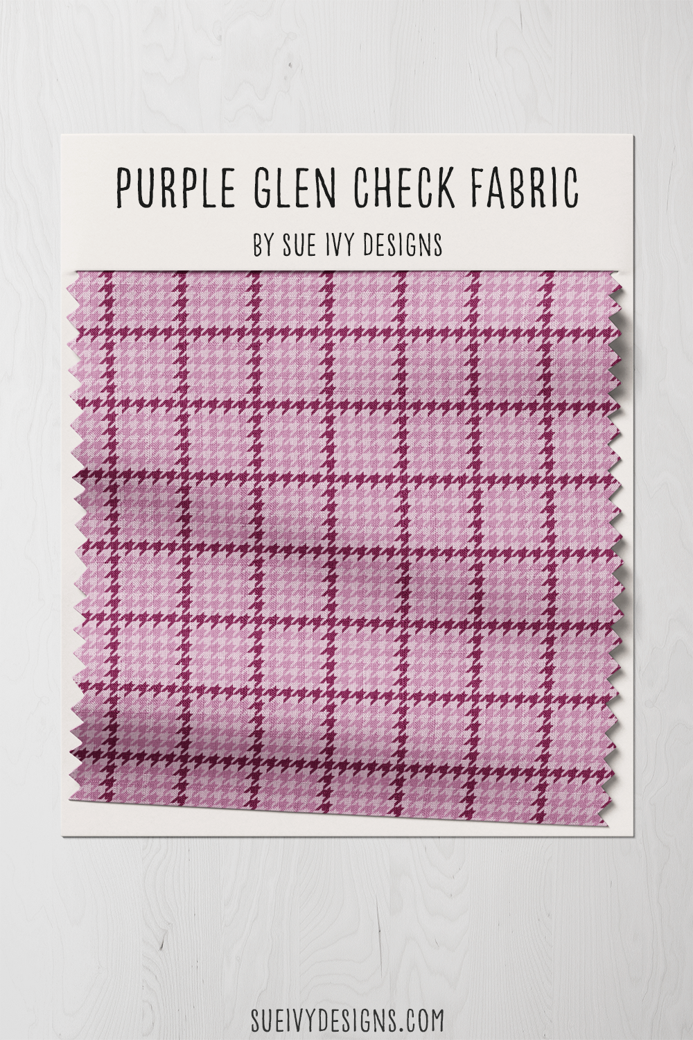 Purple glen check swatch: mauve purple houndstooth under berry plum windowpane lines, for Halloween quilt sashing