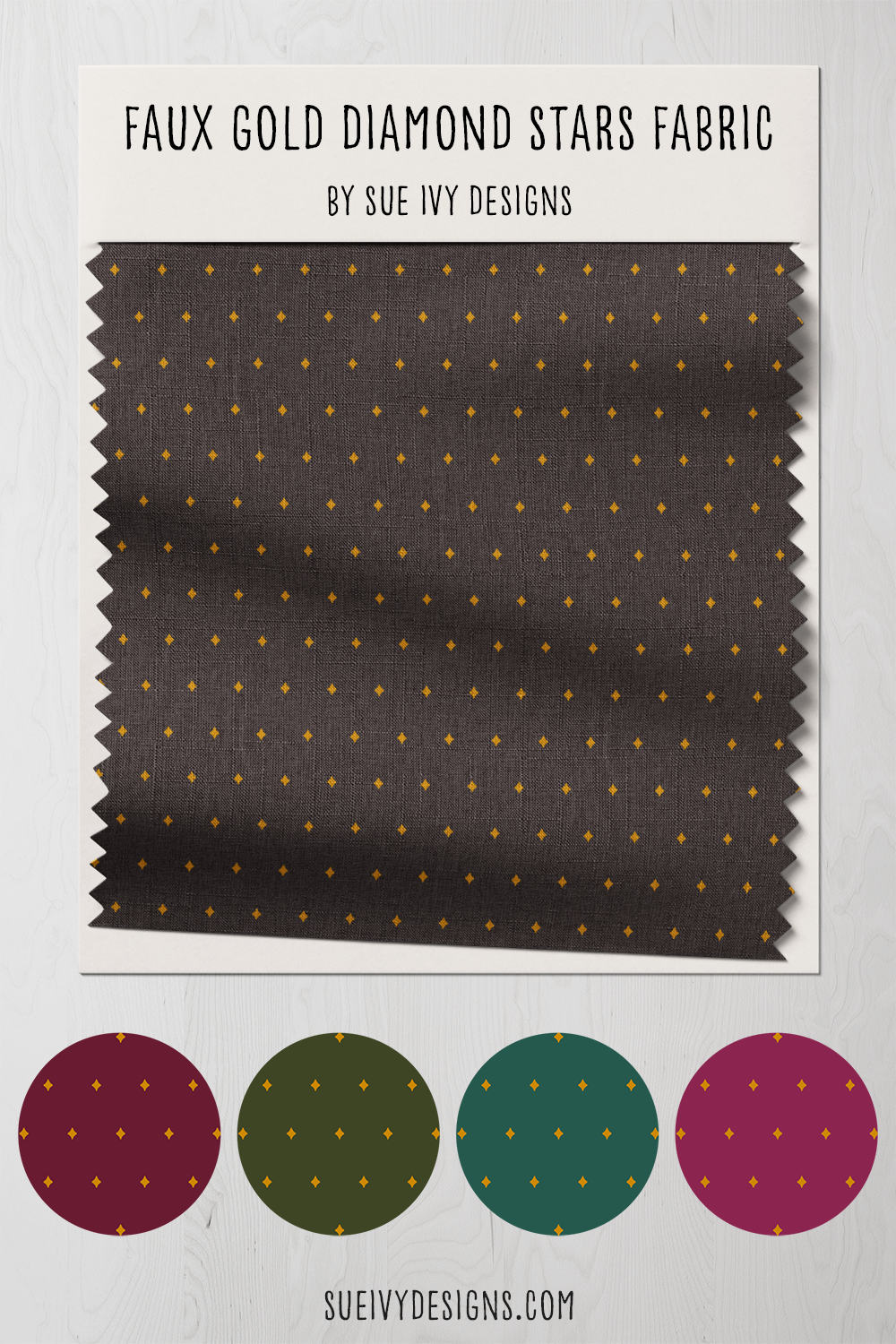 Geometric 4-point stars fabric, Nocturnal Halloween Garden collection by Sue Ivy Designs.
