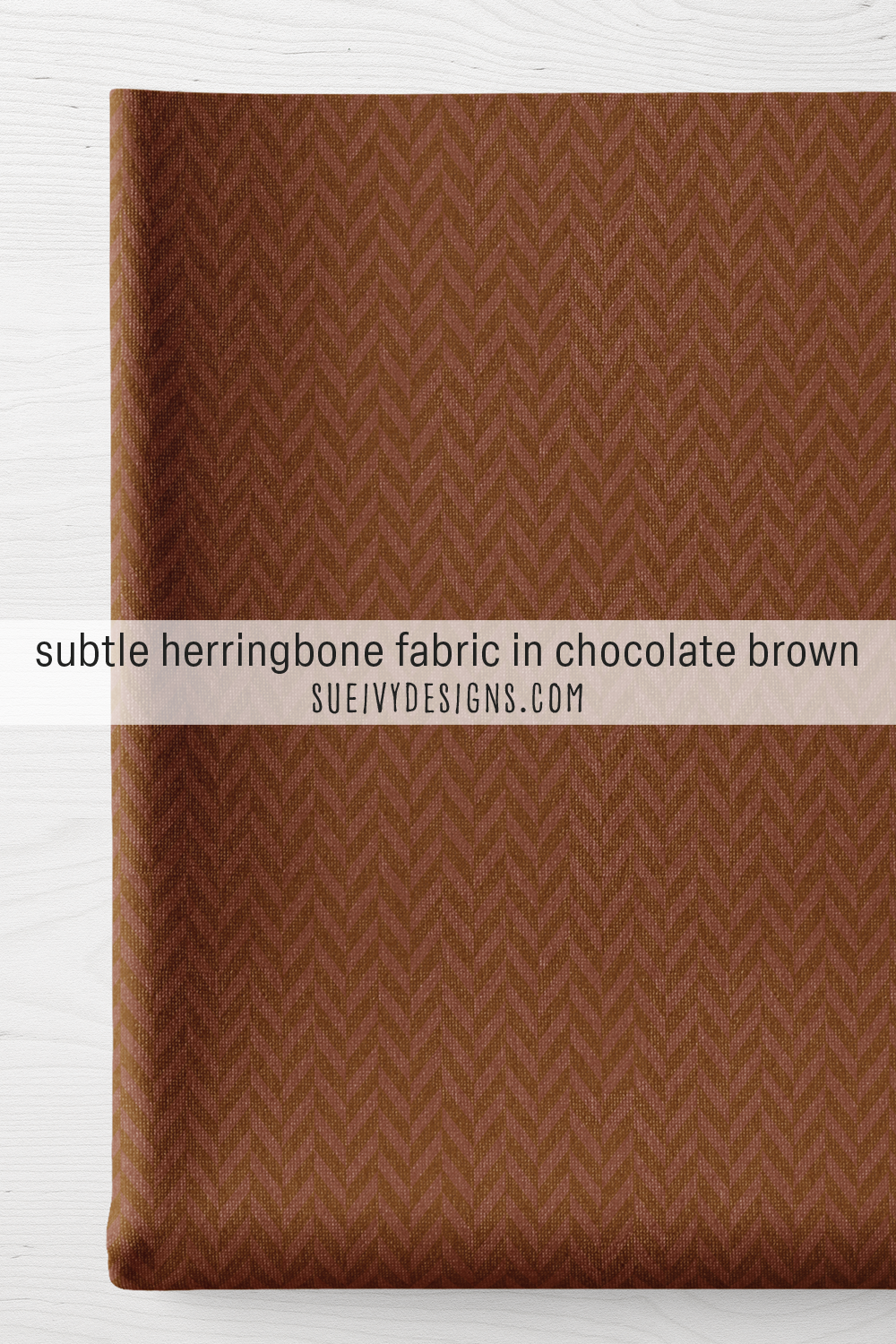 Chocolate brown herringbone — fine tonal vector weave — garment sewing fabric