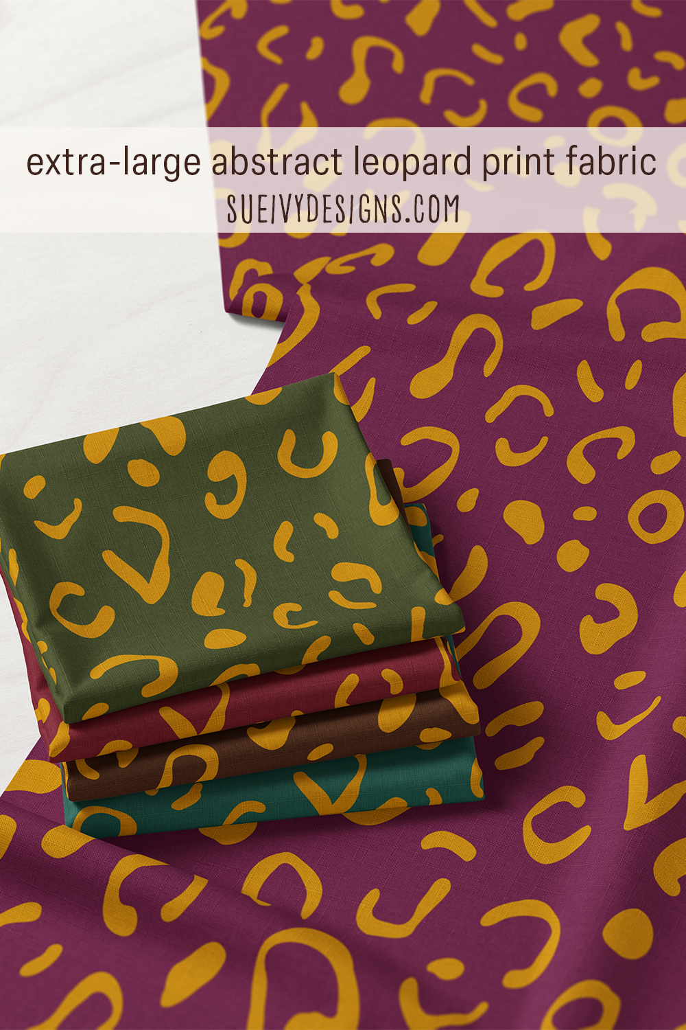 Extra-large abstract leopard animal print fabric from the Gilded Autumn fall fabric collection by Sue Ivy Designs.