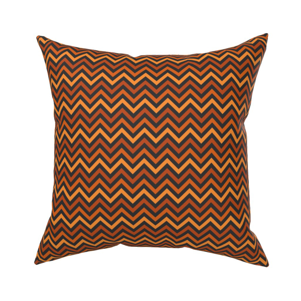 Multicolor orange chevron on black Halloween throw pillow made from Spooktacular chevron fabric