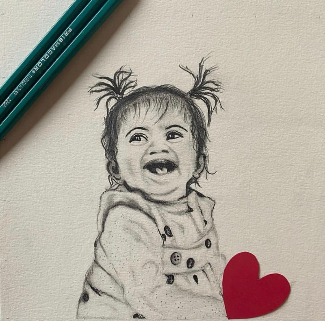 Pencil portrait of my daughter ..I enjoy sketching children and I cherish this piece of work 