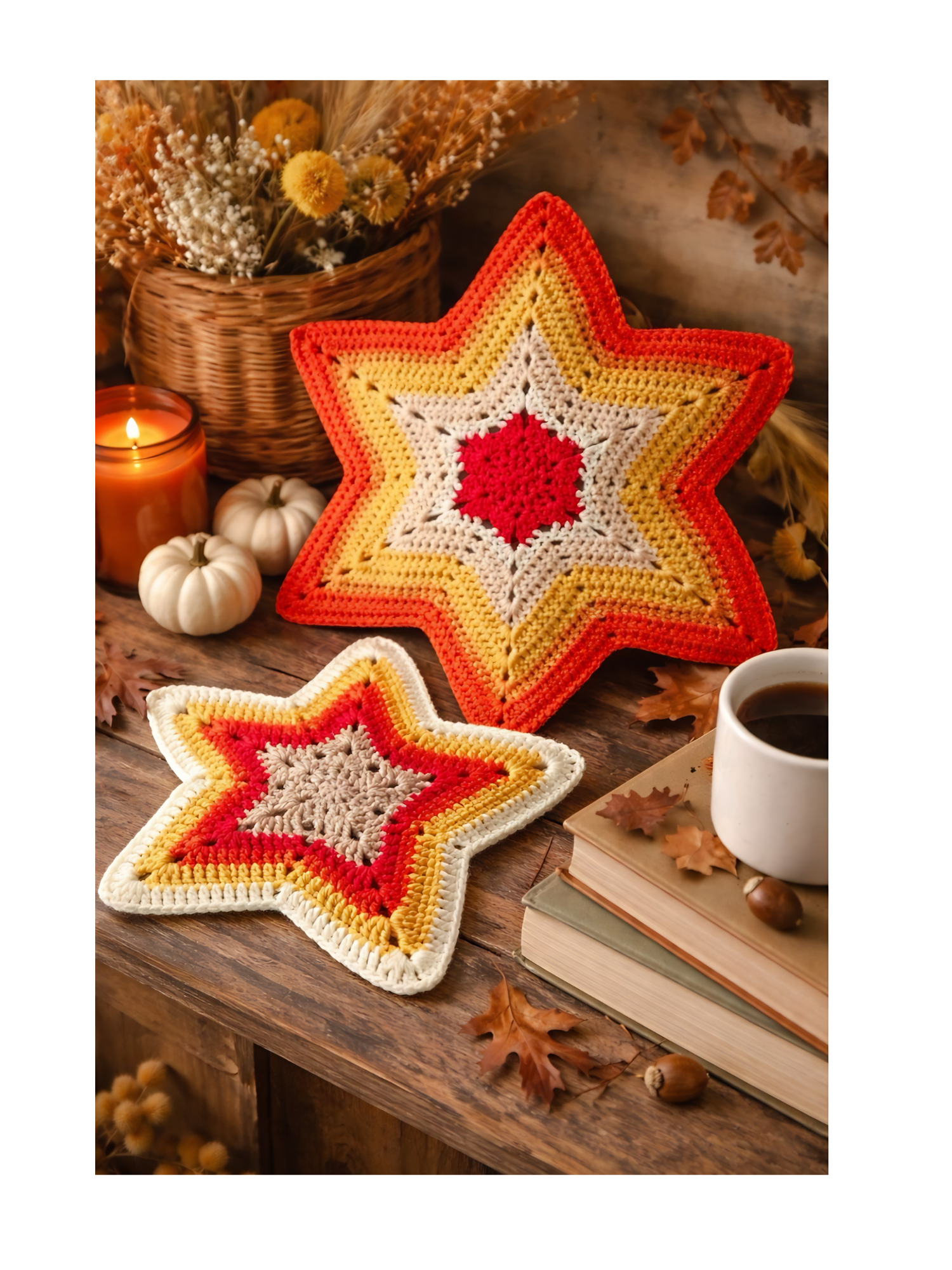 Vibrant Crochet Star Decor Duo