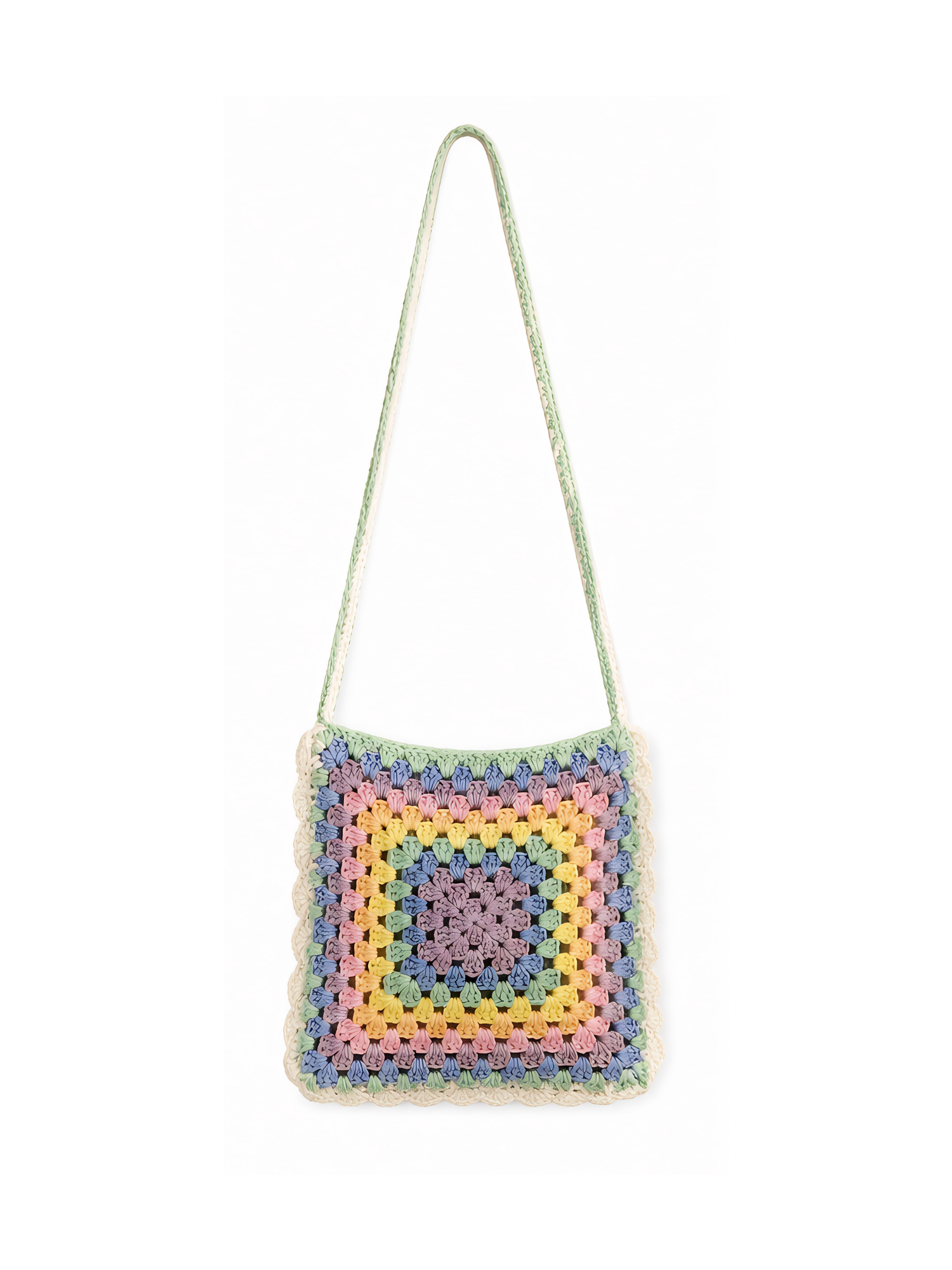 Rainbow Pastel Crochet Cross Body Bag