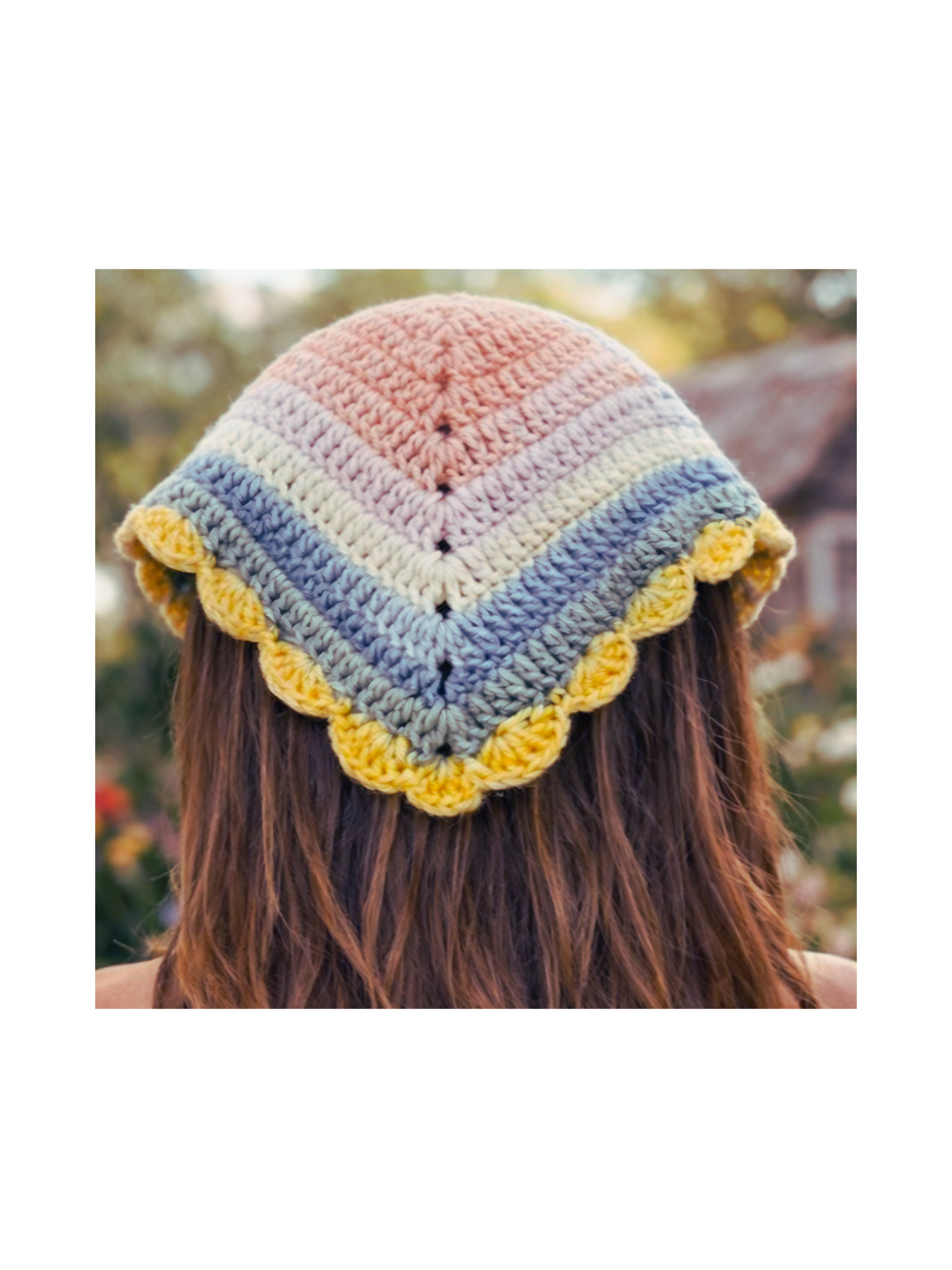 Handmade Pastel Crochet Kerchief Bandana