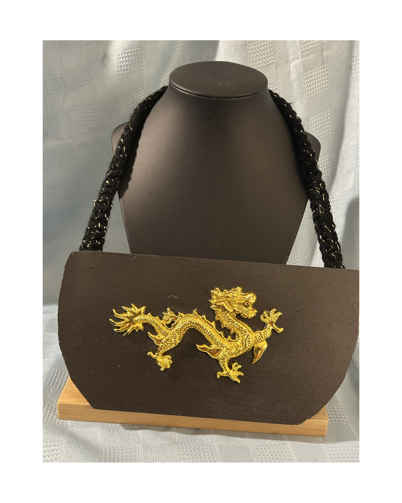Handmade Black & Gold 3D Dragon Wall Hanging