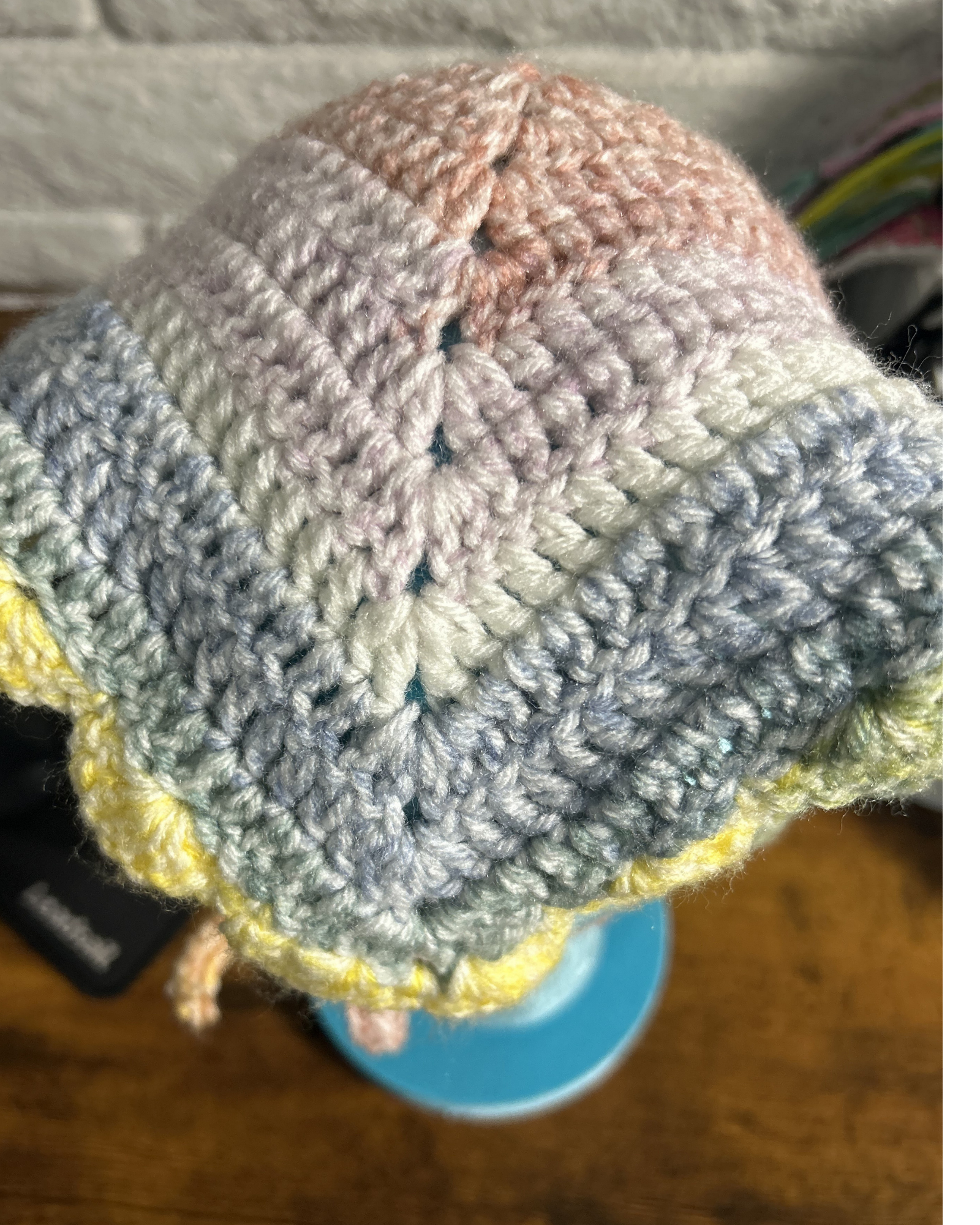 Small Handmade Pastel Crochet Kerchief Cottagecore Hair Scarf Bandana Boho Head Covering