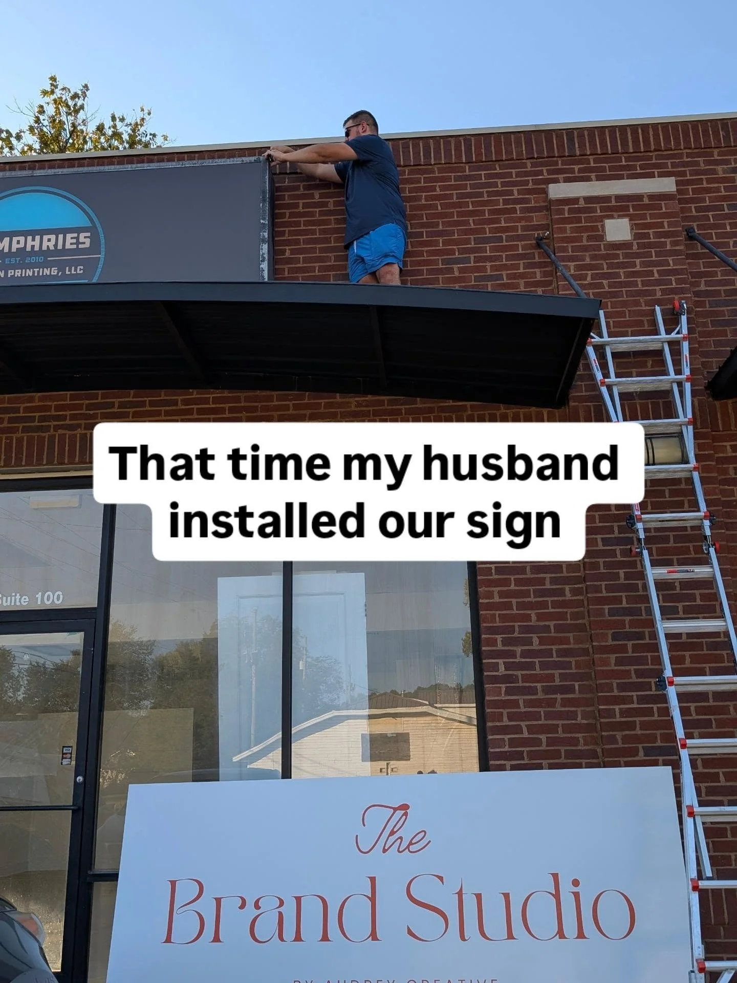 That time my husband climbed up and hung our sign. Wow. We're so thankful for this space and what it's turning into! 📸🎬

#TheBrandStudioBham #BirminghamPhotographer #ContentStudio #Photographystudio