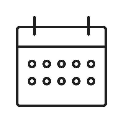Icon of a calendar with seven dots representing days.