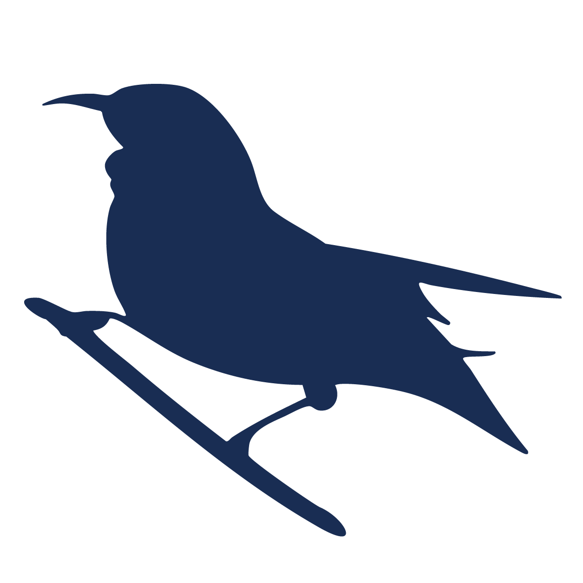 Silhouette of a bird perched on a branch, facing left.