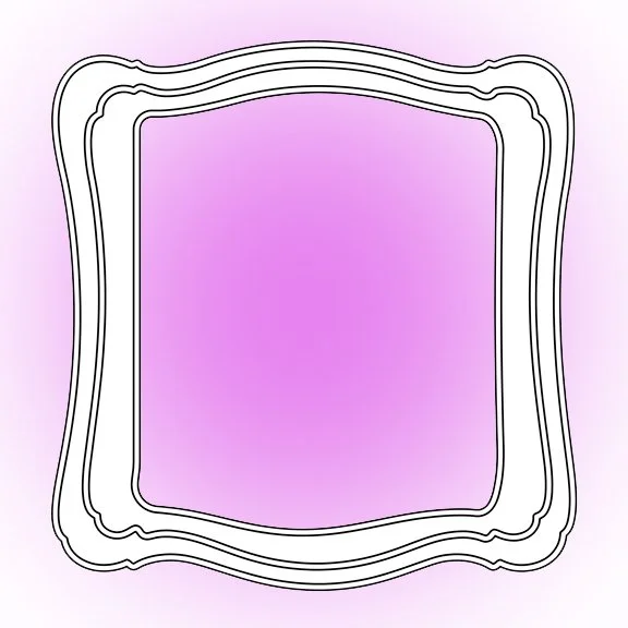 An ornate, decorative frame with a pink-purple gradient background behind it.

 custom framing brookline pictureplacebrookline.com