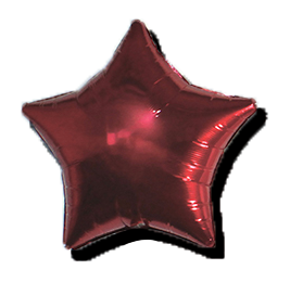 A shiny, red, star-shaped helium balloon.