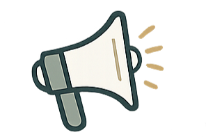 A megaphone with sound waves coming out of it, representing a loud announcement or call to attention.