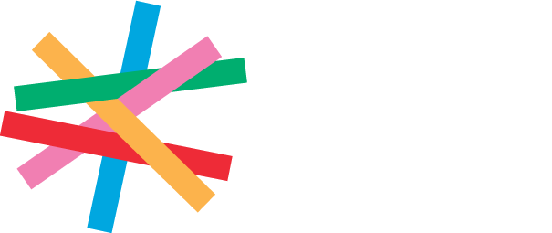 Dallas Market Center logo with colorful abstract lines and text on a black background.
