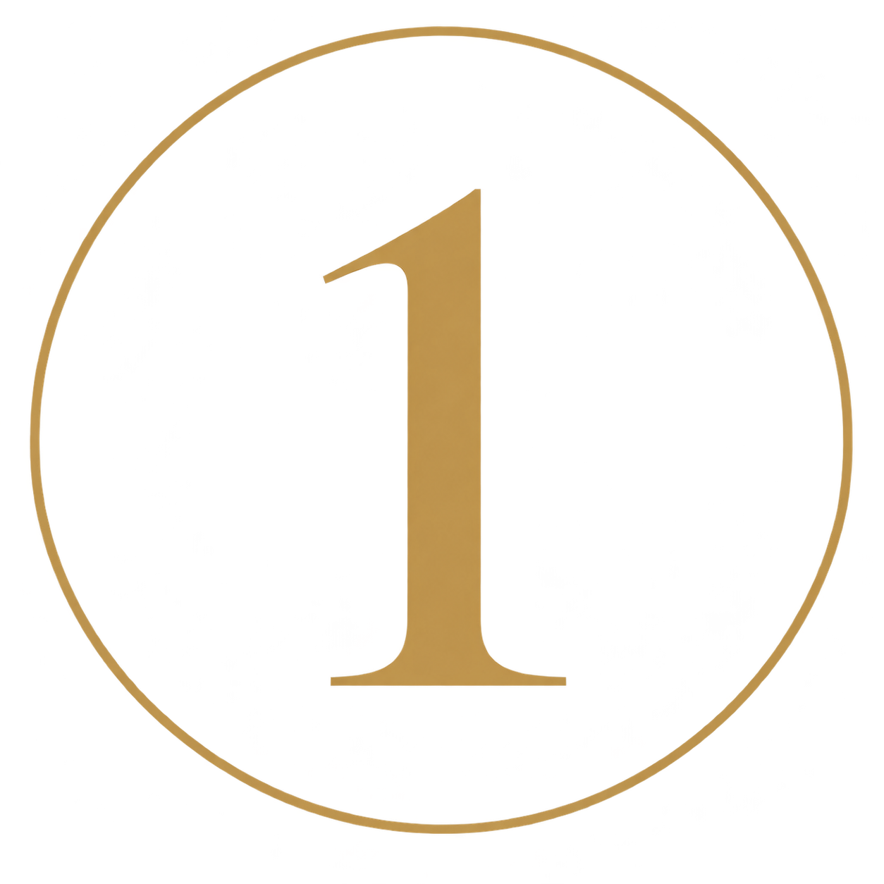 Number 1 inside a gold circle with a black background.