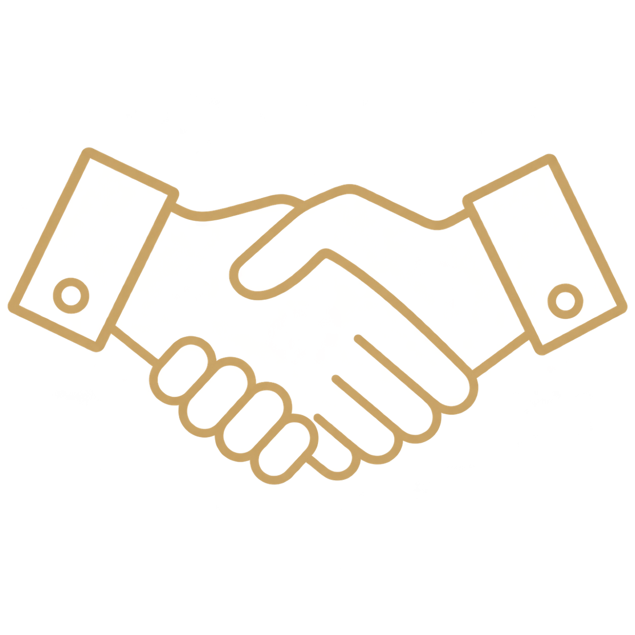Illustration of a handshake outlined in beige, with a black background and colorful stained-glass-like pattern inside, featuring yellow, red, and black colors.