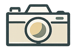 Icon of a digital camera with a viewfinder and lens
