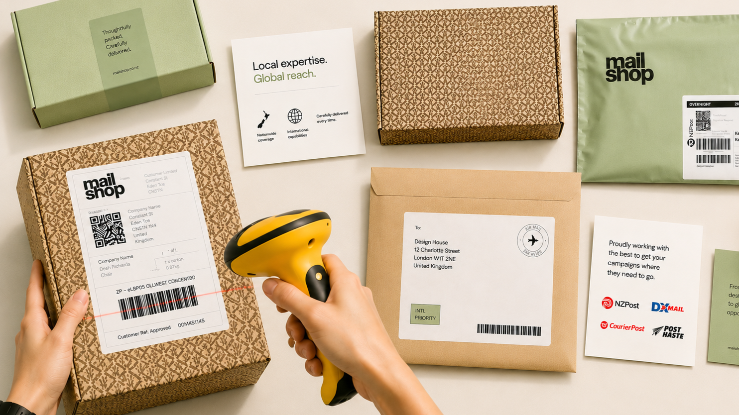 Carefully packaged customer orders prepared for nationwide fulfilment.
