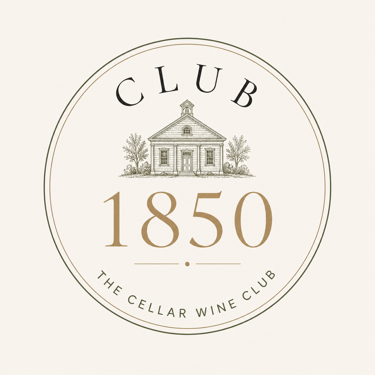 Logo for the Cellar Wine Club featuring a vintage house sketch, the year 1850, and the text 'The Cellar Wine Club'.