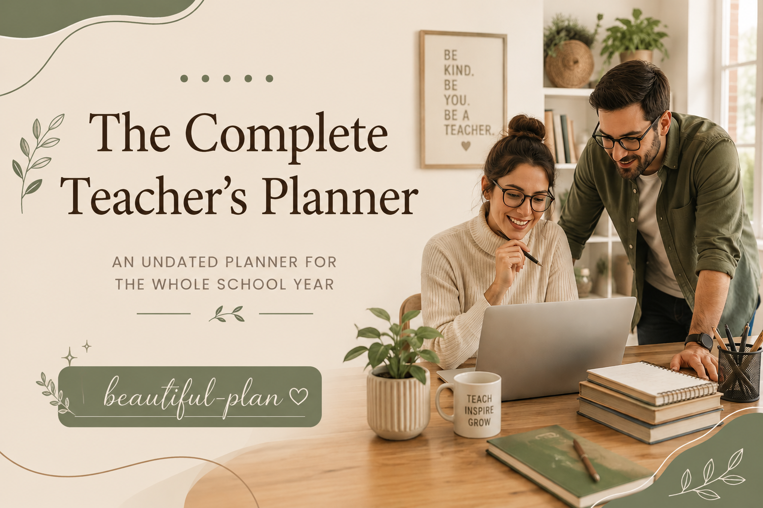The Complete Teacher Planner | Undated Teacher Planner PDF | Lesson Planner | Classroom Organizer | Printable Teacher Binder | 120 Pages