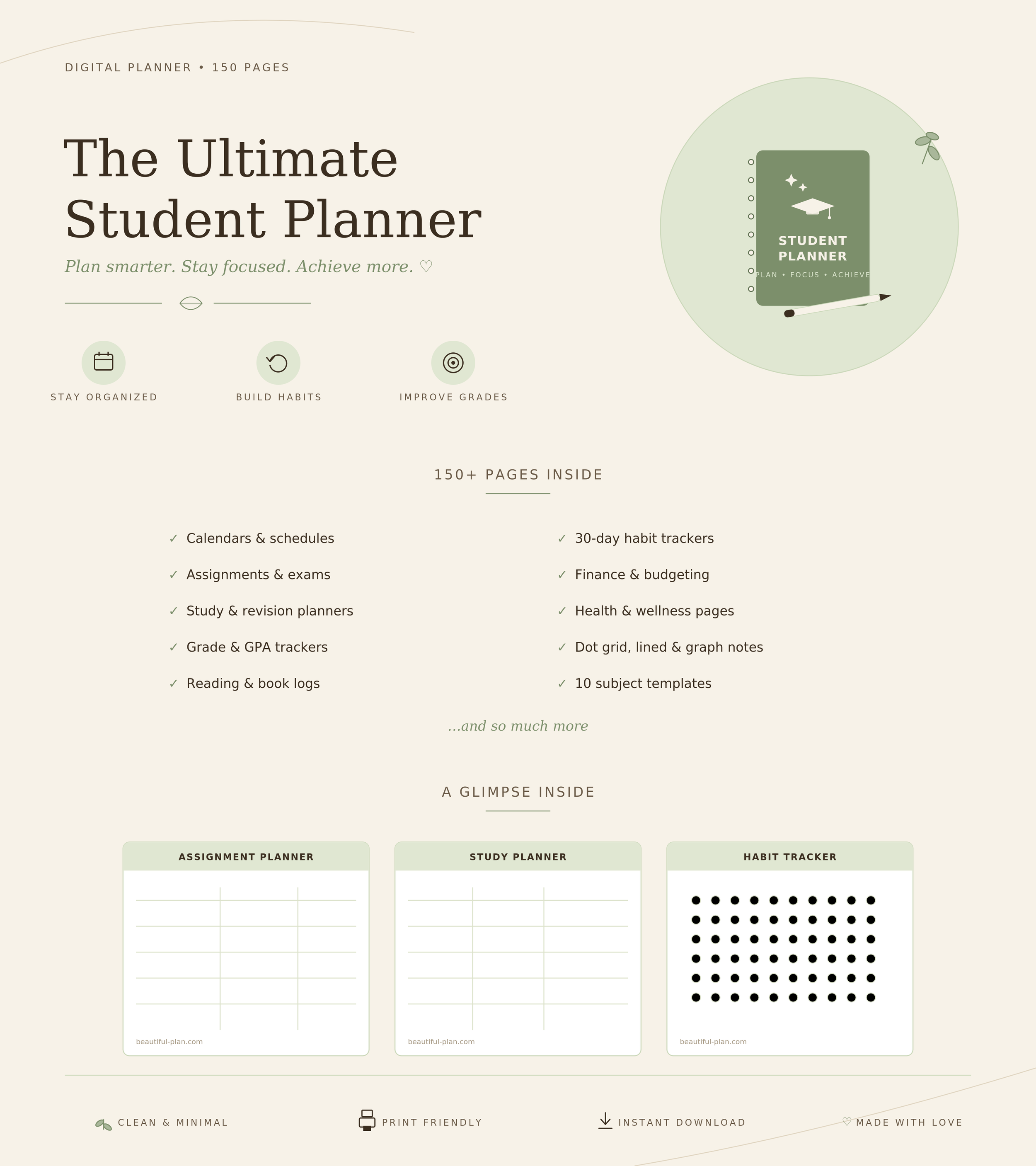 Complete Student Planner |  Academic Organizer (Digital Download) 150 Pages