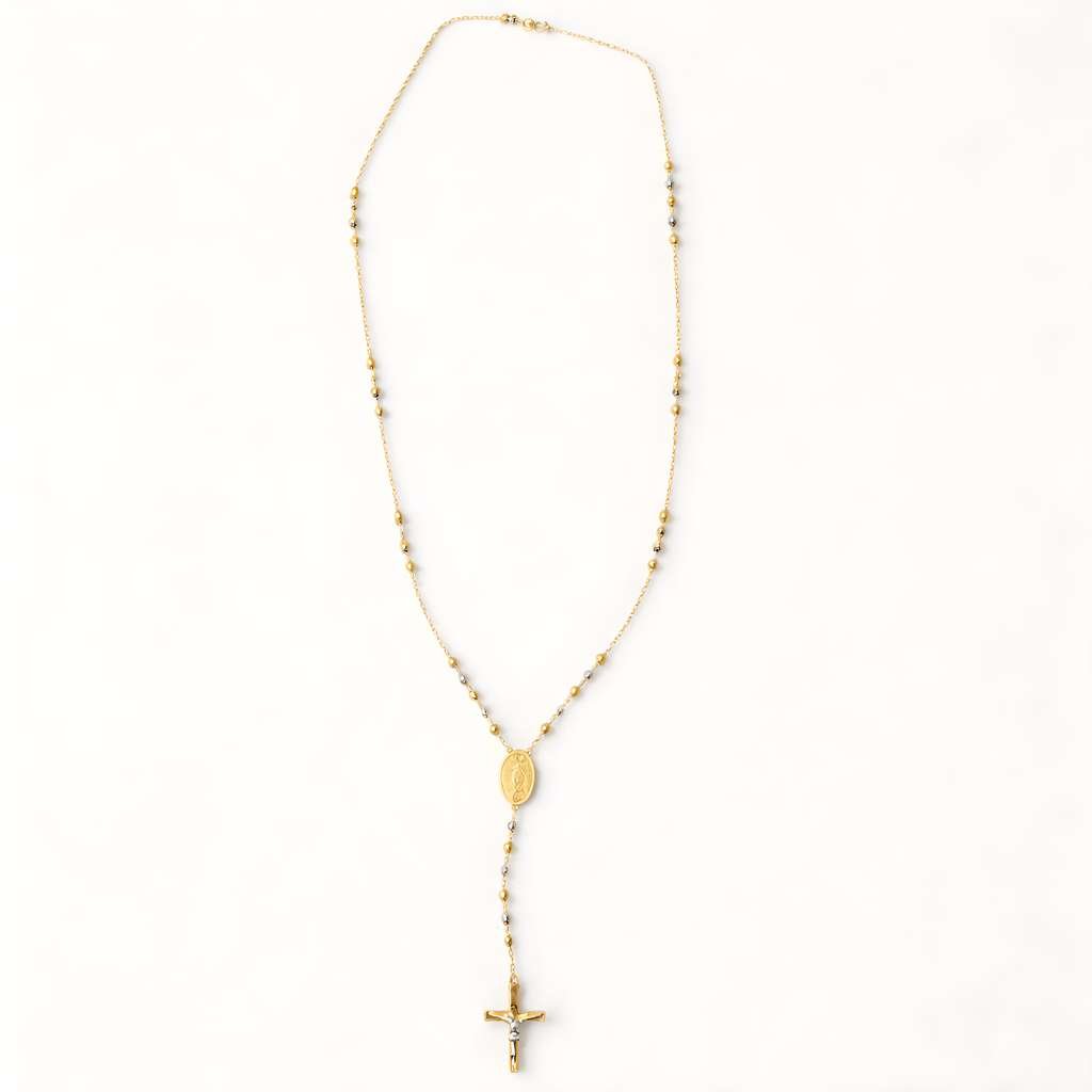 Rosary Lariat Gold Necklace
