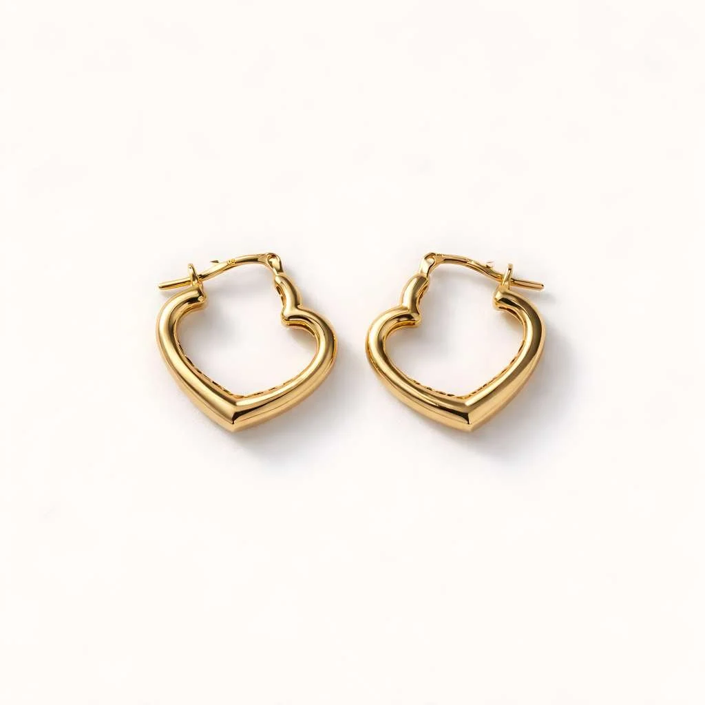 Polished Heart Gold Hoops