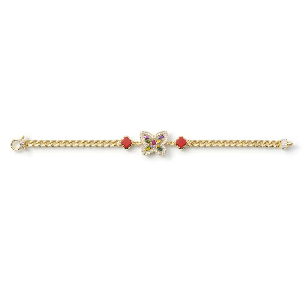 Multicolor Butterfly Gold Bracelet