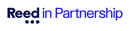 Reed in Partnership logo with blue and black text.