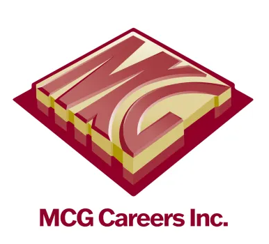 Logo of MCG Careers Inc. with large stylized letter 'MCG' in red and cream on a diamond-shaped background, and the company name below.